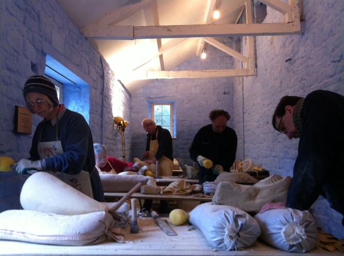 students hard at work in the bothy, Rococo Garden